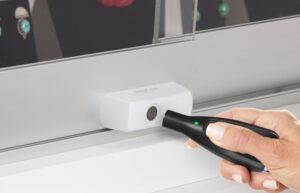 Smart Plunger Lock white being unlocked with OneKEY