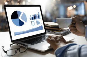 Laptop with analytics on the screen