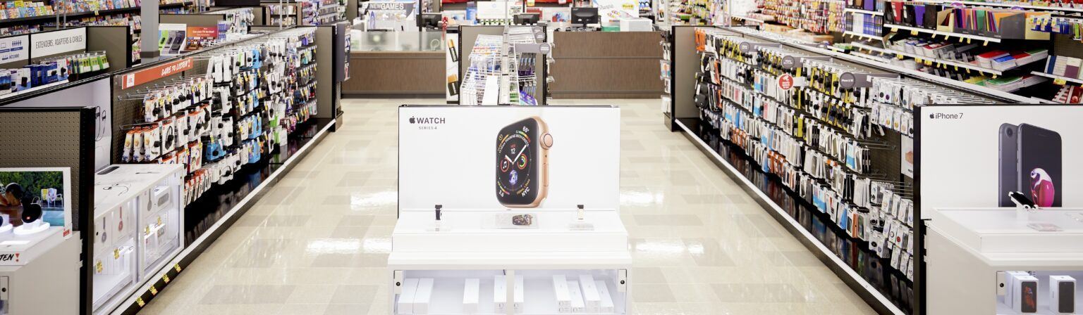 Smartwatch display at retail store