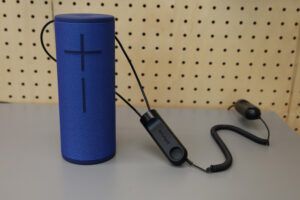 Speaker with Cable Lock Anchor attached