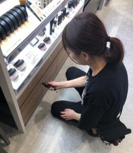 Woman Using Smart Locks in Cosmetic Health and Beauty Setting