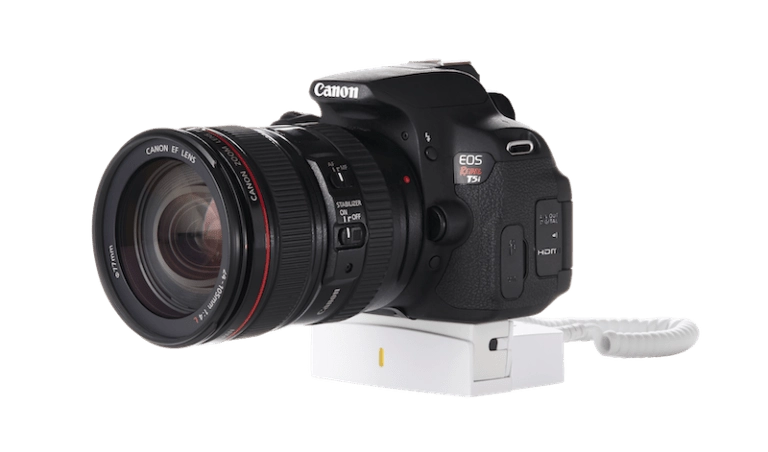 Merchandise Display Security for point-and-shoot and DSLR cameras and lenses