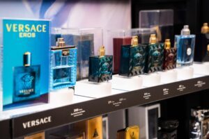 A fragrance tester display with security solutions that secure each tester while enhancing the beauty brand and allowing customers to interact with the perfumes