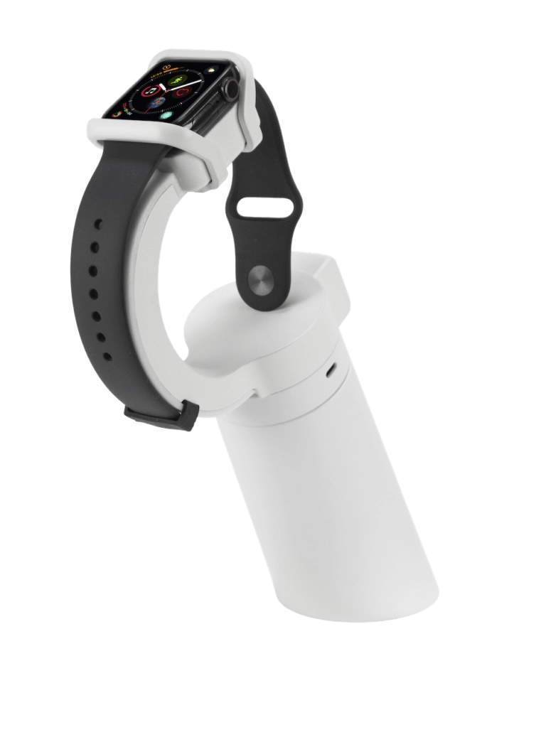 Smartwatch on white display stand