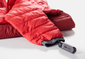Cable Lock on red jacket