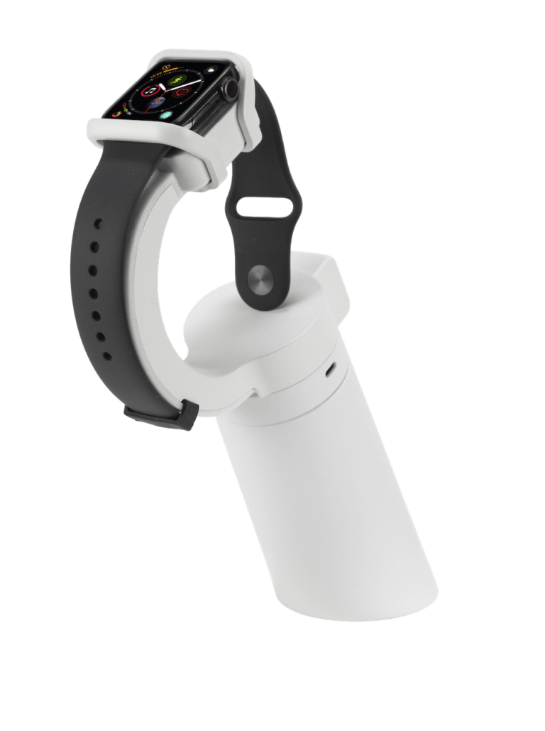 Smartwatch on white display stand