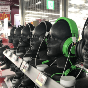 Headphones on secure display