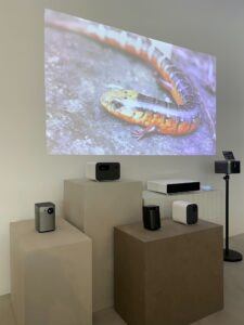 Products on display cubes at Mii in Iceland