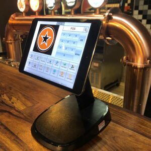 Tablet POS stand at restaurant