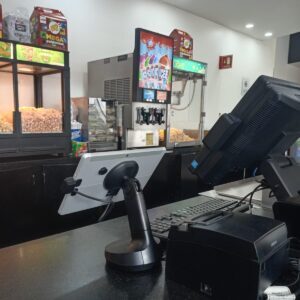 Tablet POS stand at theatre