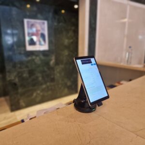 Tablet stand on table