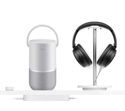 Bose speakers and headphones secured by Zips