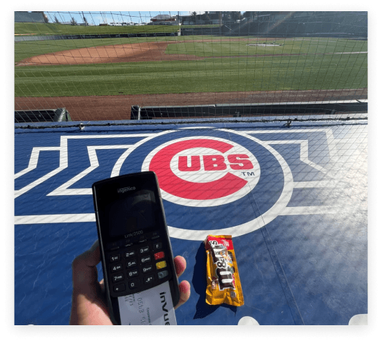 Cubs baseball logo with a mPOS