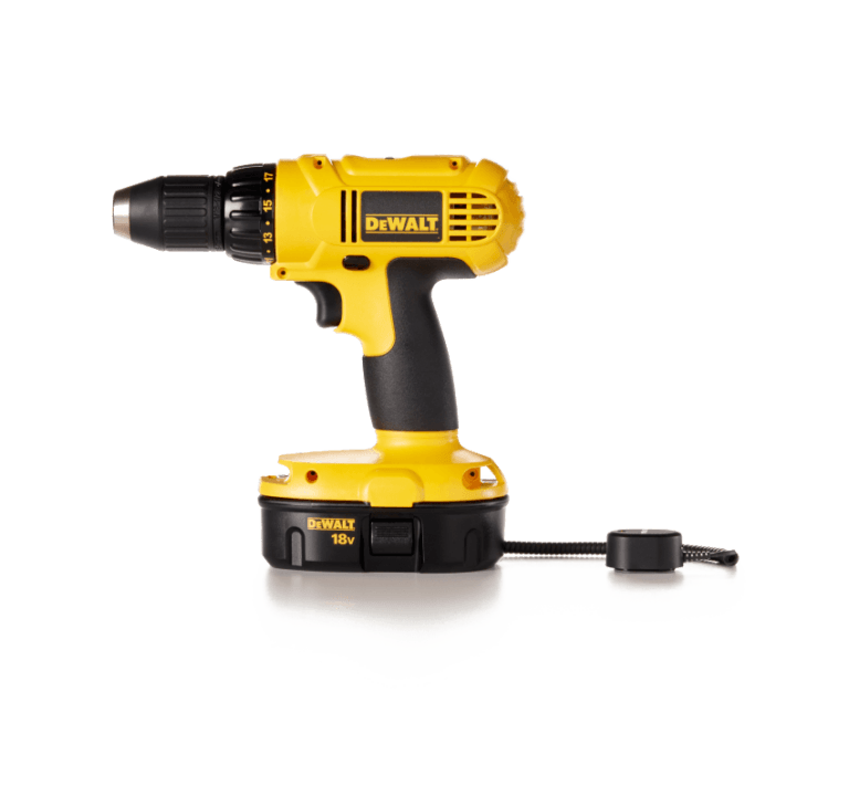DeWalt drill secured with Zips