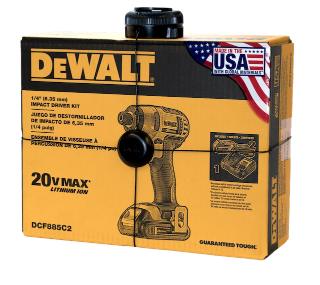 InVue Package Wrap securing a DeWalt drill