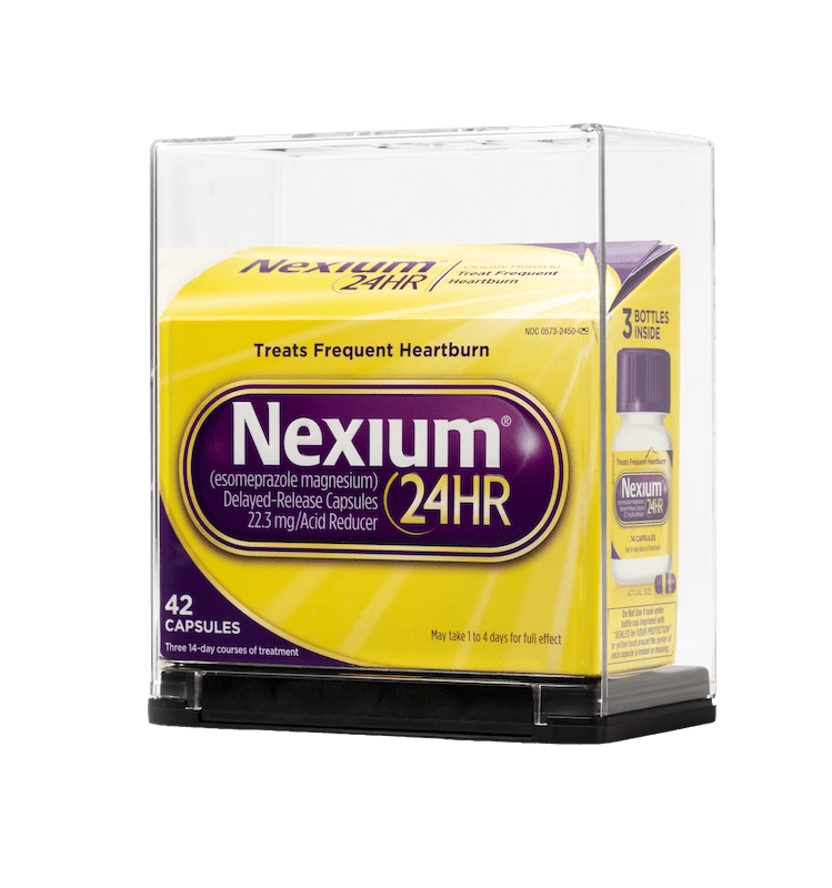 Box of Nexium medicine in a Sell-Thru Security box