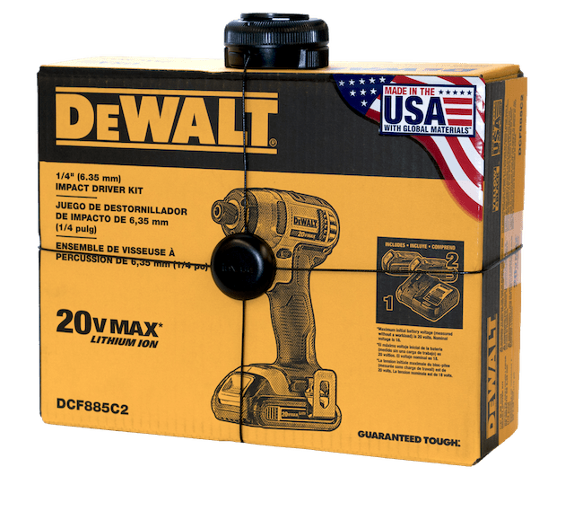 InVue Package Wrap securing a DeWalt drill