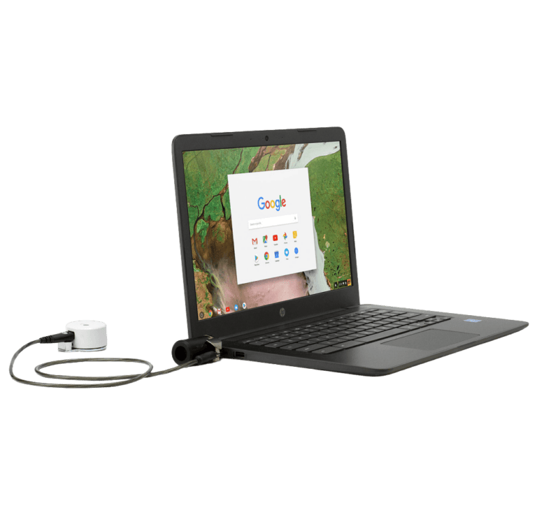 K Lock security connected to laptop computer