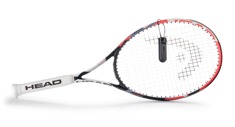Tennis racket secured with InVue cable lock