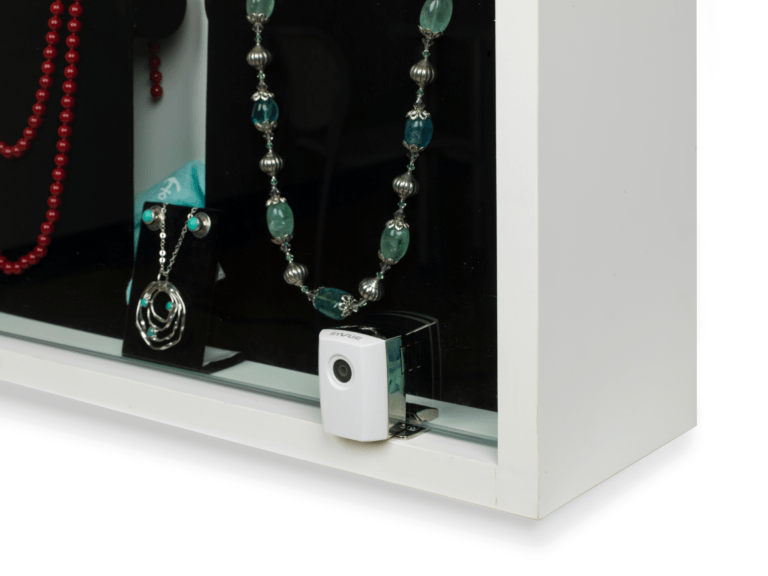 InVue Smart Slider Lock in white, designed for advanced security solutions