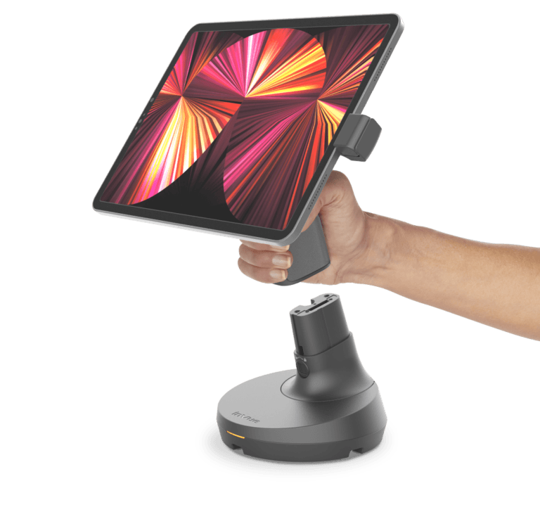 Tablet stand being removed from its base