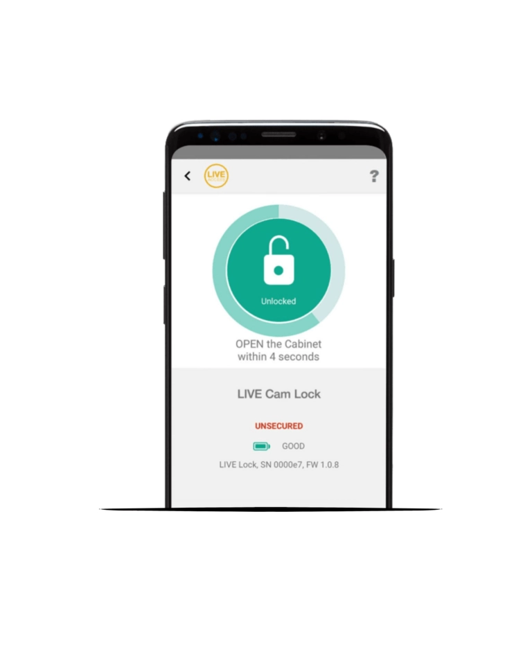 InVue LIVE Plunger Lock unlock screen on phone