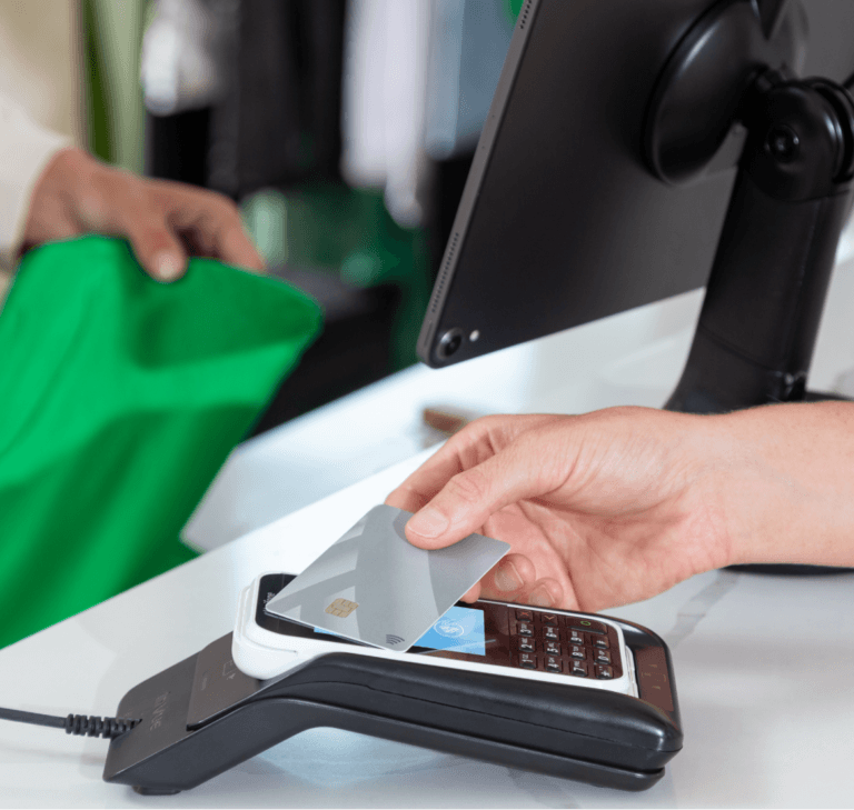 Credit card being used on a POS