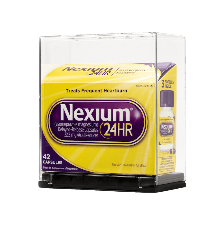 Box of Nexium medicine in a Sell-Thru Security box