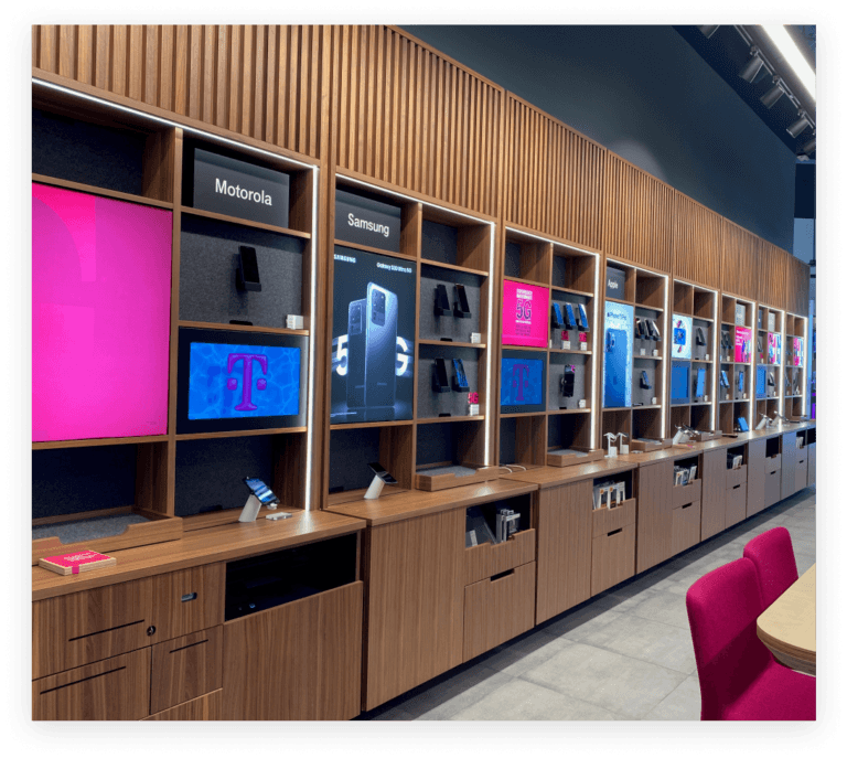 T-Mobile store interior with products on shelves