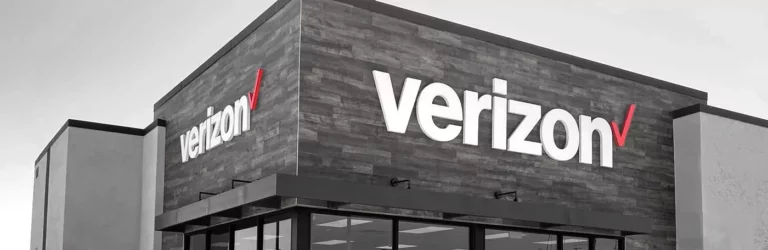 Exterior of Verizon store with logo