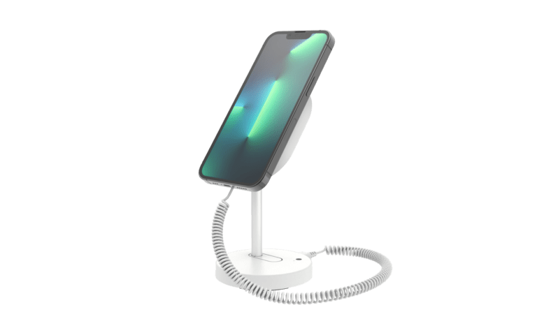White MagStand for Handhelds with phone