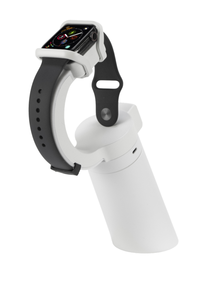 Smartwatch on white display stand