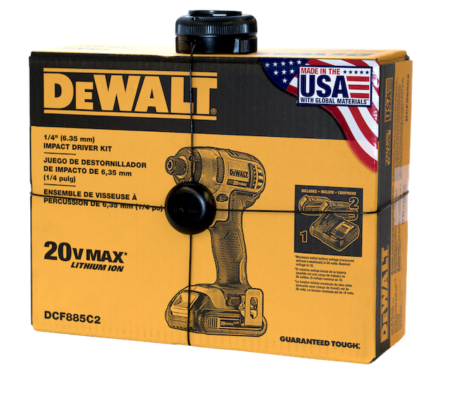 InVue Package Wrap securing a DeWalt drill