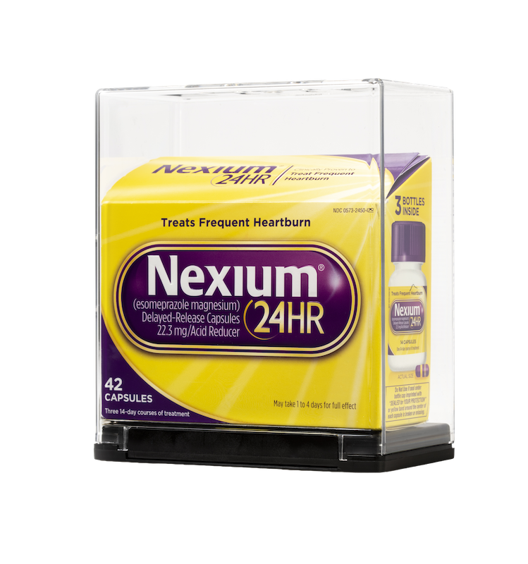 Box of Nexium medicine in a Sell-Thru Security box