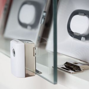 InVue showcase lock in white, designed for advanced security solutions