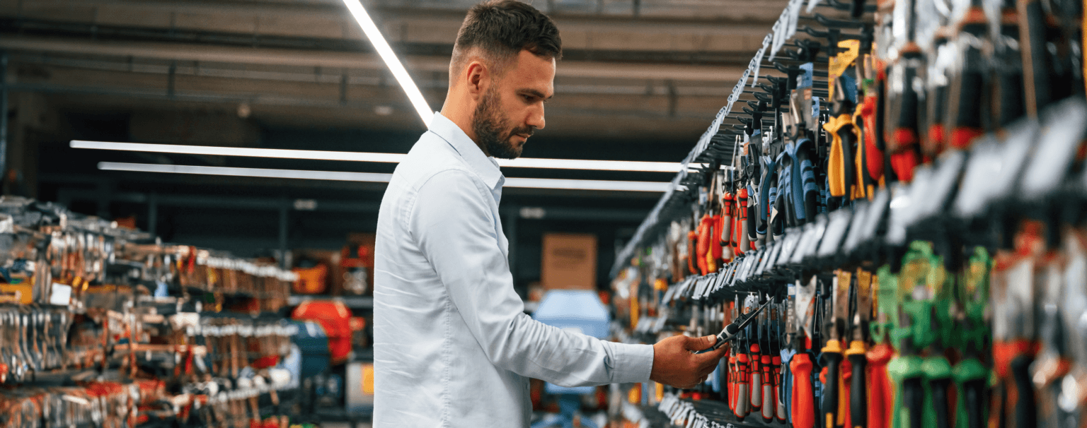 Man shopping for hurricane supplies before hurricane