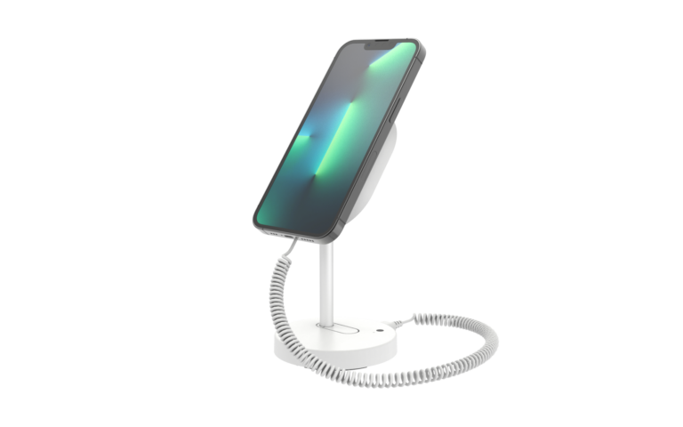 White MagStand for Handhelds with phone