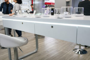 Drawer in Claro store with Self Latching Drawer and Door Lock, securing what's inside.